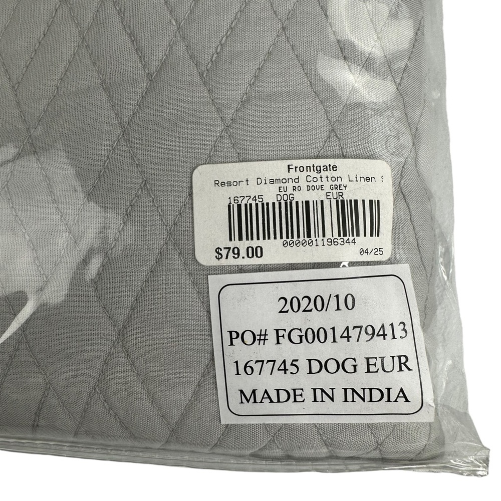 2 Frontgate Resort Diamond Cotton Linen Euro Pillow Shams 26” Square Dove Grey - Picture 3 of 4